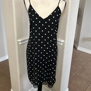 White House Black Market black & white polkadot silky satin slip dress Size XS